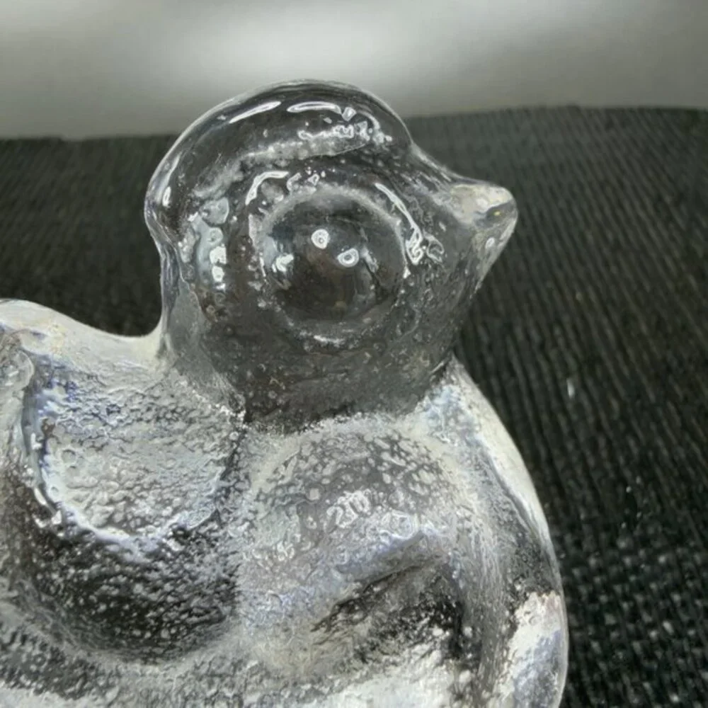Lars‎ Hellsten Skruf Glass Sweden Rocking Chicken Chick Figure Paperweight Clear
